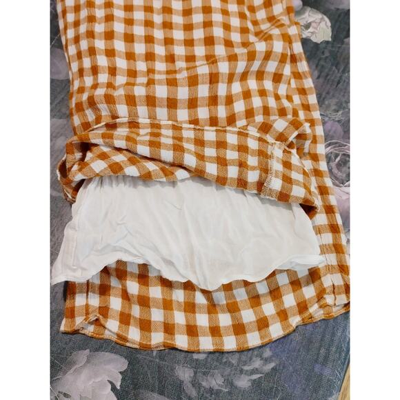 Saylor Laken Gingham Jumpsuit Sleeveless Ruffle Peplum Apricot Womens Size Small - Picture 7 of 10